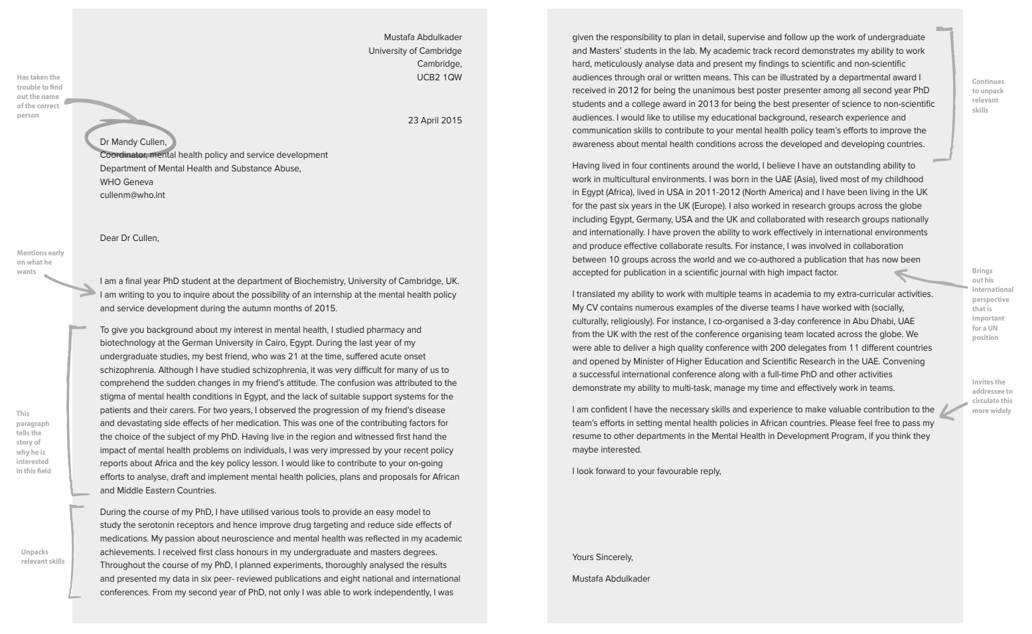 Two-page formal letter with gray margin annotations and arrows
